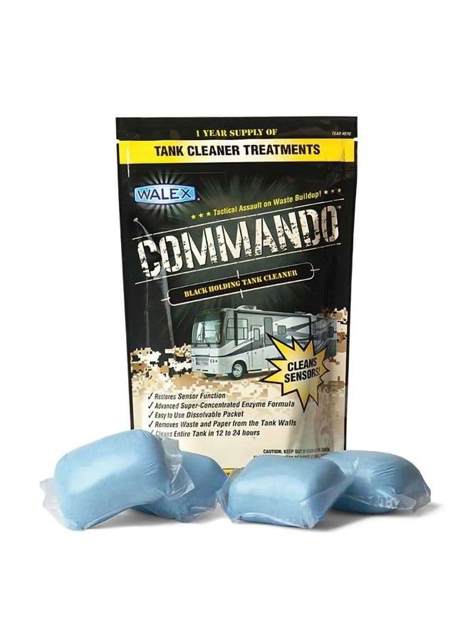 WALEX Commando RV Black Holding Tank & Sensor Cleaner - Eliminates Waste & Paper Buildup, Restores Sensor Function, Lubricates Valves & Seals, Advanced Enzyme Formula; Dissolvable Packets, 4 Count - Image 1